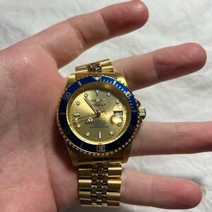 Invicta Men's Gold and Blue (seiko nh35a movement) Automatic Watch